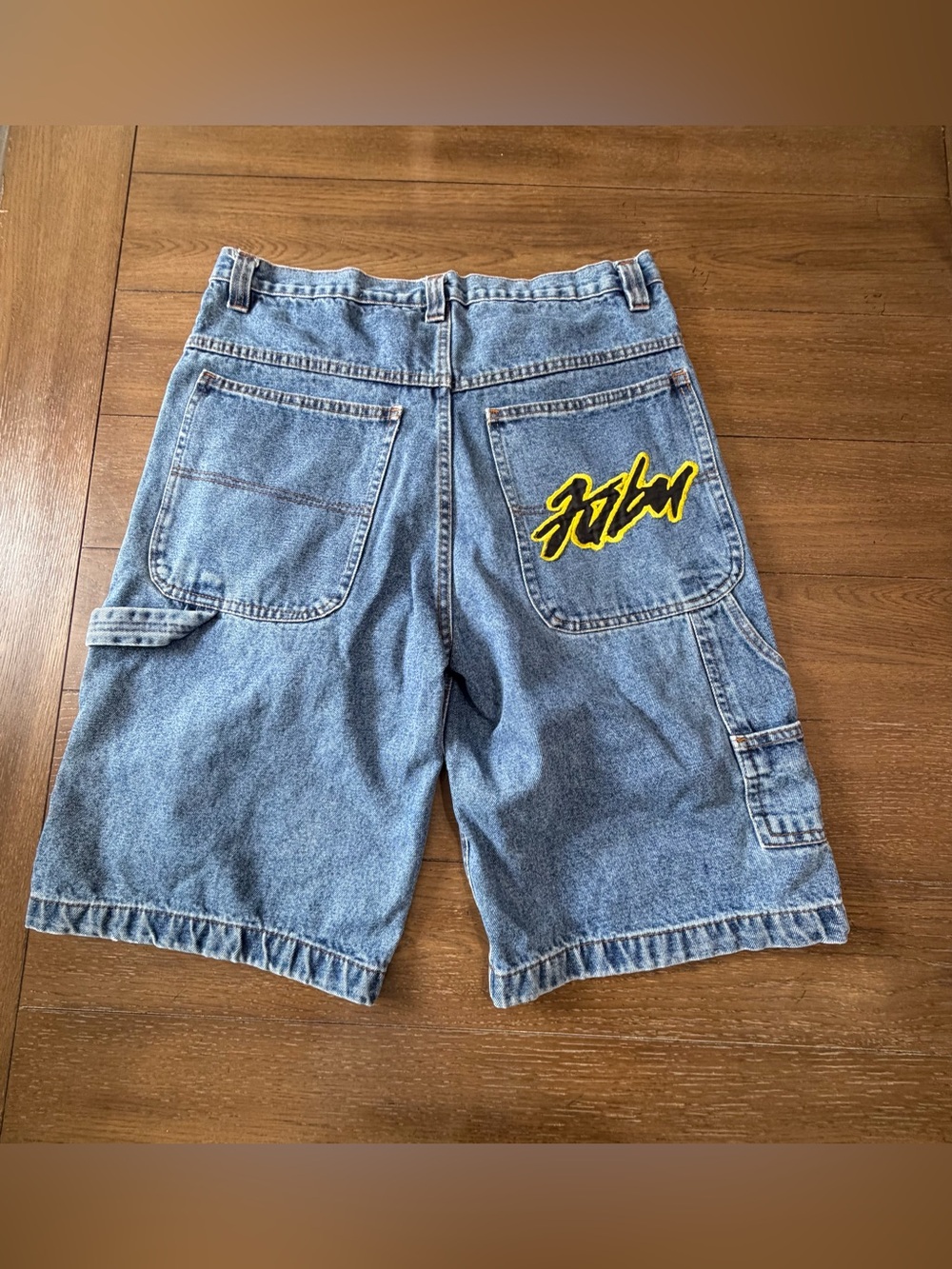 Vintage Y2K Fubu Baggy Hip Hop Cargo Carpenter Pocket Jean Shorts Men’s Size 36